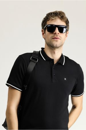 Polo Yaka Slim Fit Dar Kesim Nakışlı Süprem Pamuklu Tişört