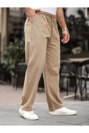 Unisex Yazlık Keten Görünümlü Relaxed Pantolon