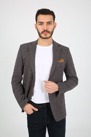 Blazer Slim Fit Blazer Tek Ceket 7137 R4 Kahve