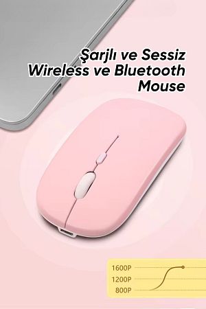 Kablosuz Wireless 2.4g Bluetooth Sessiz Mouse Şarj Edilebilir Rgb Renkli Ergonomik Tasarımlı