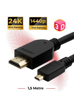 Micro Hdmı To Hdmı 4k 60 Hz Görüntü Ve Ses Aktarım Kablosu 1,5 Metre