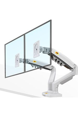 Nb F160 17-27 " Monitör Tutucu Çift Kol Amortisörlü 2-9 Kg Vesa Monitör Standı Beyaz