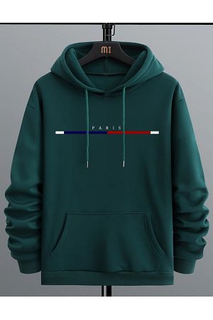 Unisex Paris Şerit Baskılı Oversize  Kapşonlu Sweatshirt Hoodie