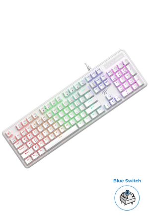 Gamenote KB870L RGB Backlit Gaming Mekanik Klavye Blue Switch - Beyaz