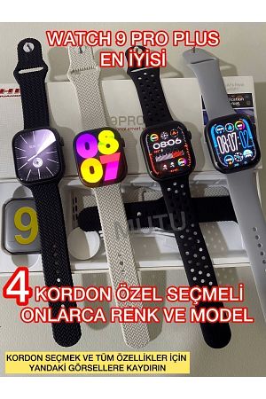 Hk9 Pro Plus (4 KORDON ÖZEL SEÇMELİ) Son Model Amoled Watch9 Iphone Android Erkek Kadın Akıllı Saat