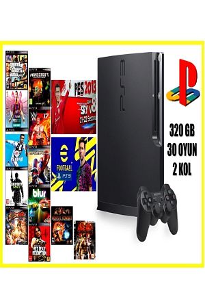 Ps3 Slim 320 Gb Oyun Konsolu 30 Oyun 2 Kol 12 Ay Garanti