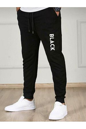 Erkek Siyah Spor Black Baskılı Jogger Eşofman Altı - Paça Lastikli Cepli Slim Fit Eşofman Alt