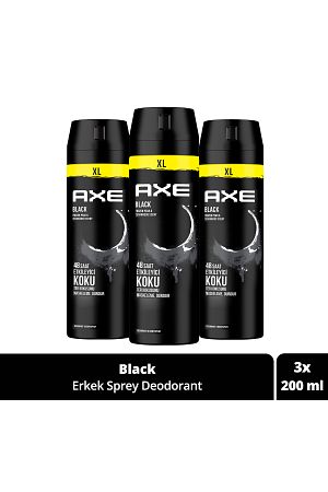 Erkek Sprey Deodorant Black Xl 48 Saat Etkileyici Koku 200 ml X3 Adet