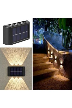 6 Ledli Solar Güneş Enerjili Aplik Led, Dekoratif Duvar Monteli Gün Işığı Led