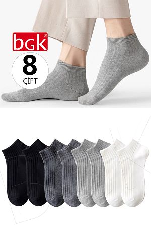 Unisex 8 Çift Renkli Çizgili Çorap