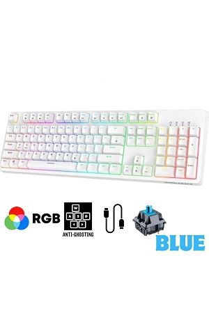 Beyaz Rgb Mavi Switch Q Gaming Tam Mekanik Kablolu Oyuncu Klavyesi Bkb4