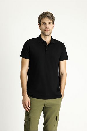 Polo Yaka Regular Fit Nakışlı Pamuklu Tişört