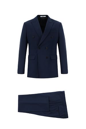 Slim Fit Dar Kesim Kruvaze Takım Elbise