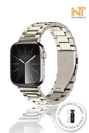 Apple Watch Seri 2/3/4/5/6/7/8/9/se 38 40 41mm Paslanmaz Çelik Ayarlanır Pim Metal Kordon