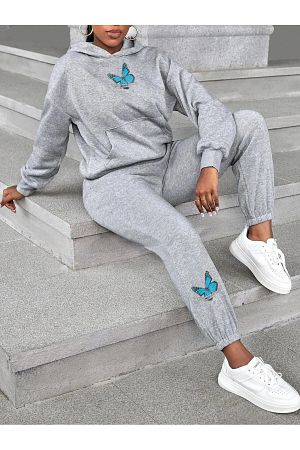 Eşofman Takımı Sweatshirt Jogger - Baskılı Oversize 3 Iplık Şardonlu Kapüşonlu