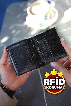 Bayderi Luna Hakiki Deri Rfid Korumalı Kullanışlı Bozuk Para Hazneli Kibar Erkek Cüzdan