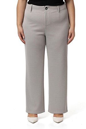 Plus Size Waist Back Elasticated Straight-Leg Classic Trousers