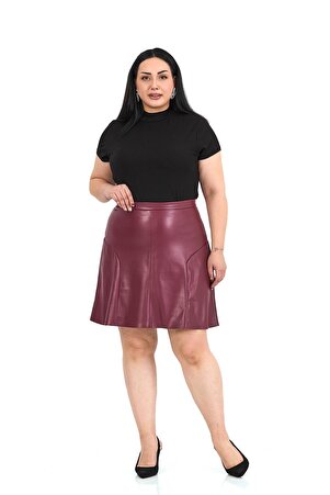 Plus Size Leather-Look Mini Skirt