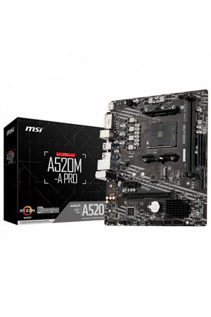 A520m-a Pro Am4 Ddr4 Bellek 4600(oc) Dvı Hdmı M.2 Usb3.2 Matx