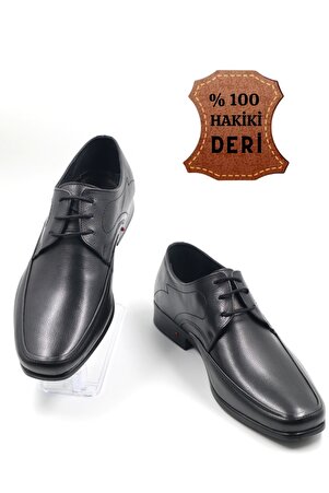 Erkek Iç Dış Deri Siyah Bağlı Klasik Günlük Ayakkabı