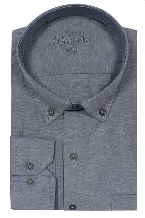 Erkek  Gri Yaka Düğmeli Yaka Düğmeli Cepli Uzun Kol Oversized Gömlek