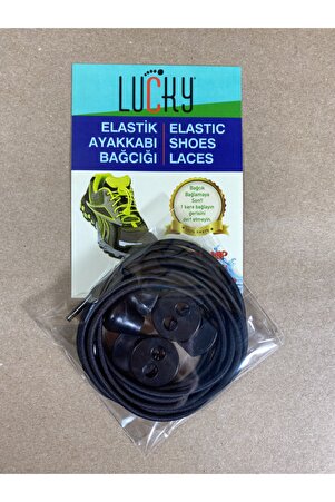 Akıllı Kilitli Elastik Ayakkabı Bağcığı Lastik Bağcık 100 Cm Siyah