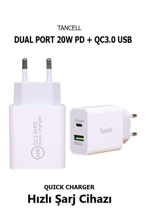 Hızlı Şarj Adaptörü iPhone Samsung Xiaomi Huawei Oppo Tüm Cihazlara Uyumlu 20w PD+QC 3.0 Güç Kaynağı