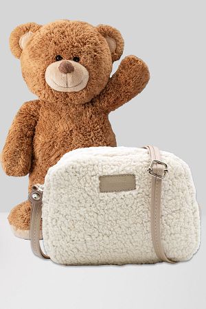Kadın Vizon Krem Kürklü Peluş Mini Urban Çapraz Omuz Çanta