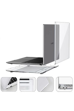 Huawei Matebook D15 2020 2021 Uyumlu Kılıf Kapak Şeffaf Parlak 360° Tam Koruma