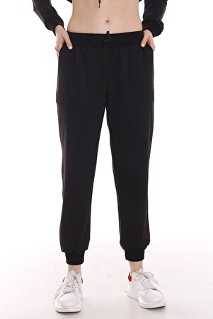 Elastic-Waist & Drawstring Detail Front Pocket Joggers