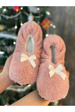 Yumuşak Peluş Fiyonklu Patik Kaymaz Taban Ev Babeti Ev Ayakkabısı