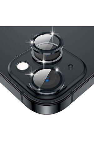 Iphone 14 & Iphone 14 Plus Uyumlu Alüminyum Alaşım 3d Temperli Kamera Lens Koruyucu Siyah [2'li Set]