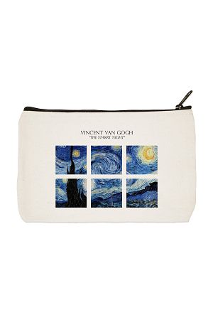 Clutch Van Gogh Starry Night 3 Baskılı Bez Makyaj Çantası, Kalemlik, El Çantası