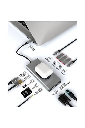 Macbook Pro Için Air Usb Type-c Hub Dönüştürücü Çevirici Çoklayıcı Kablosuz Şarjlı Rj45 Internet