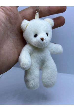 11 Cm Peluş Ayıcık Anahtarlık Beyaz Renk