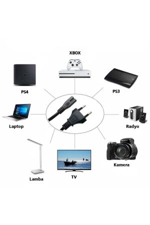 Radyo Tv Laptop Teyp Ps3 Ps4 Xbox Lamba Kamera Adaptör Yazıcı Uyumlu Güç Kablosu 2 Pin Kablo