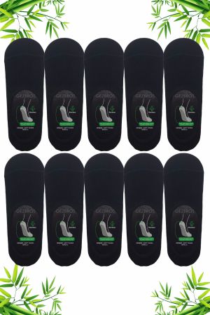 10 Çift Siyah Renk Bambu Silikonlu Erkek Babet Çorap