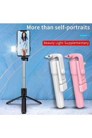 Bluetooth Lu Led Işıklı Selfie Çubuğu Uzaktan Kumandalı Yatay Ve Dikey Kullanabilme Özçekim Tripod