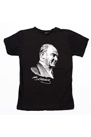 Atatürk Portre 3 / Büyük Beden Tshirt / Arkası Imza Baskılı