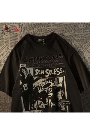 Grunge Karikatür Baskılı (unisex) T-shirt