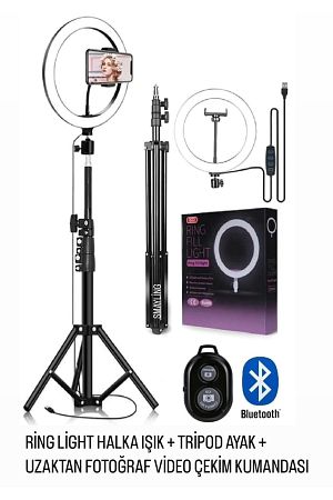 10ınç Youtuber Led Işıklı Tripod Selfie Makyaj Işığı Sürekli Ring Light 26cm 2.1 M Ayaklı Tripot