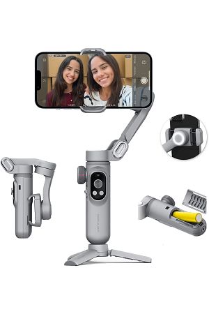 Akıllı Hareketli Çekim Sabitleyici Tripod Işıklı Selfi Çubuğu Katlanabilir Gimbal Vlog Video Selfie