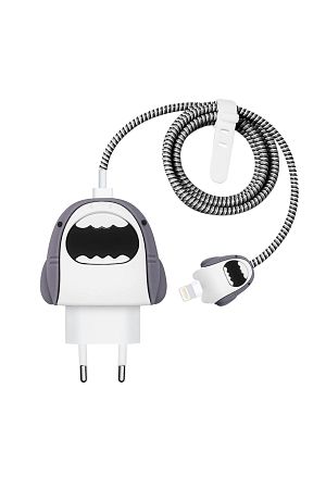 Apple Iphone Kablo Koruyucu Ve Şarj Adaptör Kılıf Cartoon Figürlü Silikon Crtn-fgr-kpkblk