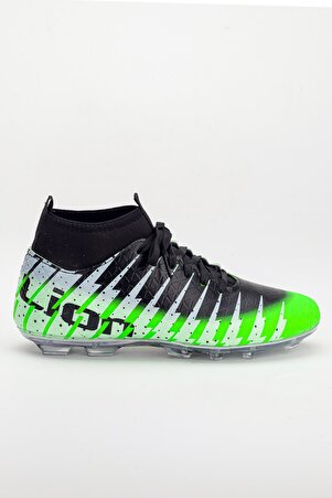 Unisex Çoraplı Krampon Futbol Ayakkabısı Yeşil Siyah