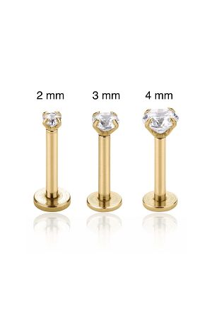 3 Adet Cerrahi Çelik Taşlı Tragus, Helix, Dudak, Kıkırdak Piercing