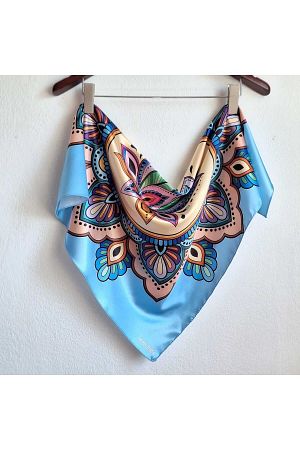 Meditasyon Koleksiyonu Mandala Lotus Çiçeği Etnik Çakra Mavi Bandana Fular