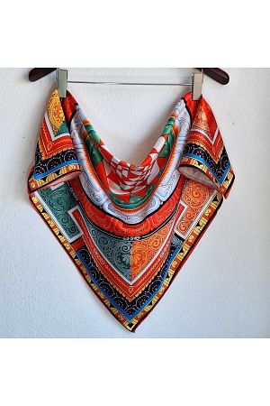 Meditasyon Koleksiyonu Mandala Yantra Etnik Çakra Turuncu Bandana Fular