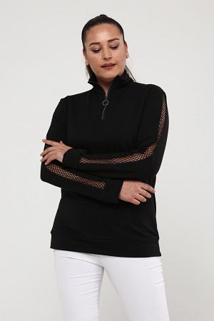 Kolüstü File Fermuarlı Sweatshirt