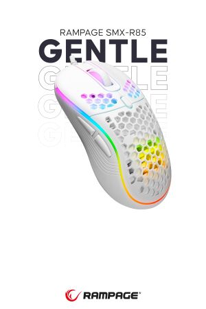 Smx-r85 Gentle 12800dpi Beyaz Rgb Ledli Süper Hafif Makrolu Gaming Oyuncu Mouse