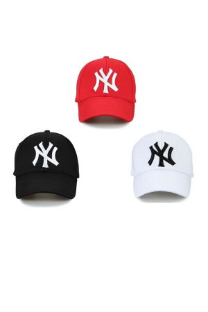 Unisex Ny 3'lü Kırmızı Set Şapka